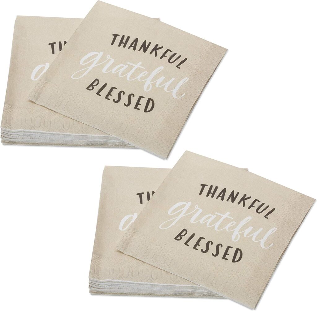 American Greetings 50-Count 6.5 in. x 6.5 in. Lunch Napkins, Thankful Thanksgiving Party Supplies
