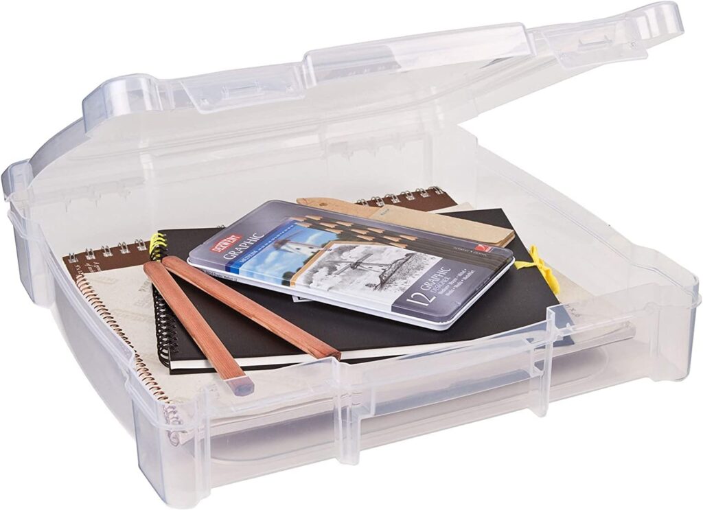 ArtBin 6912AB Essentials One-Compartment 12 x 12 Box, Art  Craft Organizer, [1] Plastic Storage Case, Clear, 14.125 x 13.625 x 3