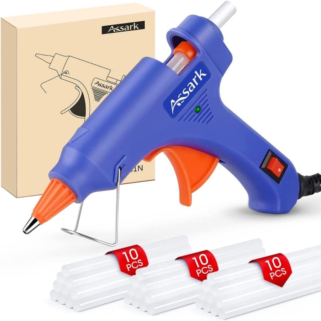 Assark Glue Gun, Mini Hot Glue Gun Kit with 30 Glue Sticks for School Crafts DIY Arts Quick Home Repairs, 20W (Blue)