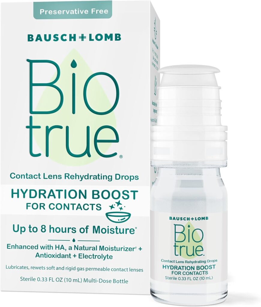 Biotrue Hydration Boost Rehydrating Contact Lens Drops from Bausch + Lomb, Hydrating, Preservative Free, Naturally Inspired, 0.33 FL Oz (10 mL)