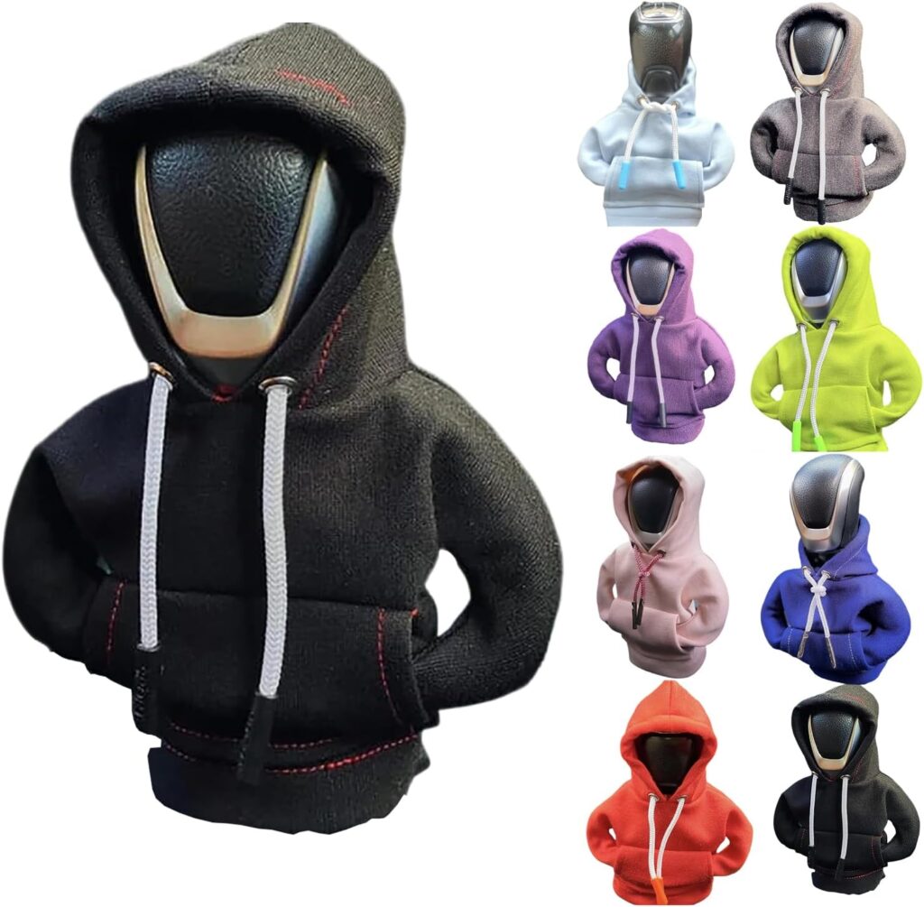 Car Shift Knob Hoodie, Funny Gear Shift Knob Shirt Sweater, Winter Warm Shift Knob Cover Sweater Shirt, Automotive Interior Novelty Accessories Decorations, Universal Fit Knob Cover Gift (Black)
