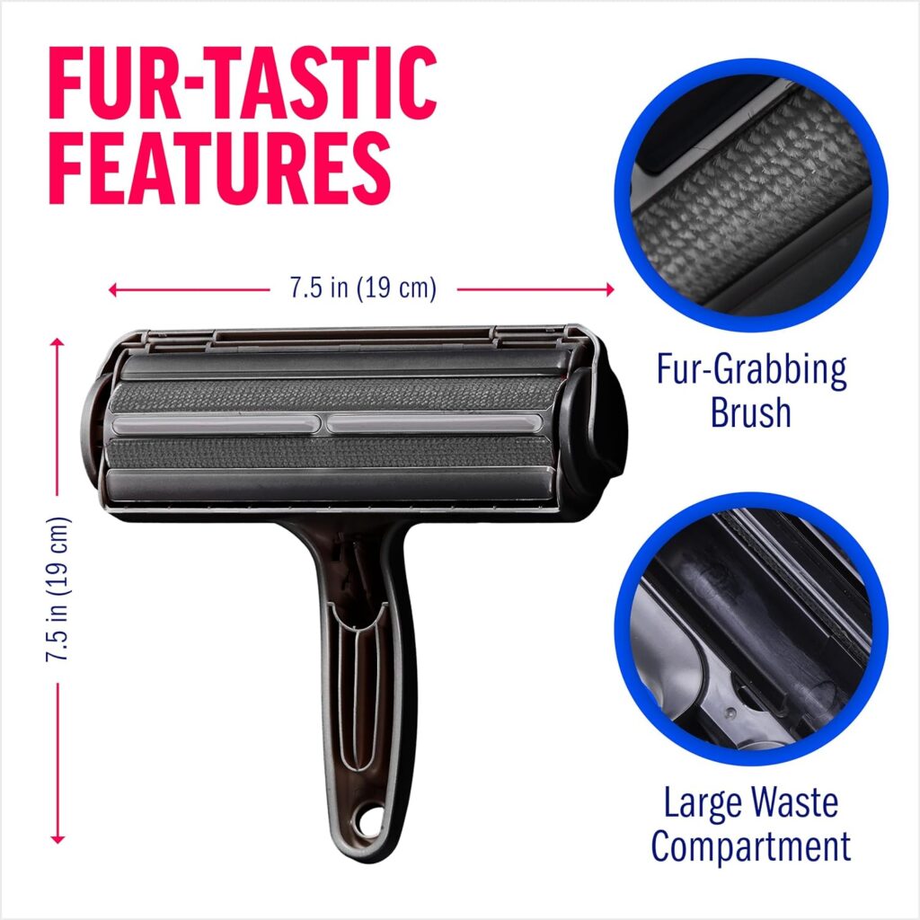 Chom Chom Roller Pet Hair Remover and Reusable Lint Roller - ChomChom Cat and Dog Hair Remover for Furniture, Couch, Carpet, Clothing and Bedding - Portable, Multi-Surface Fur Removal Tool