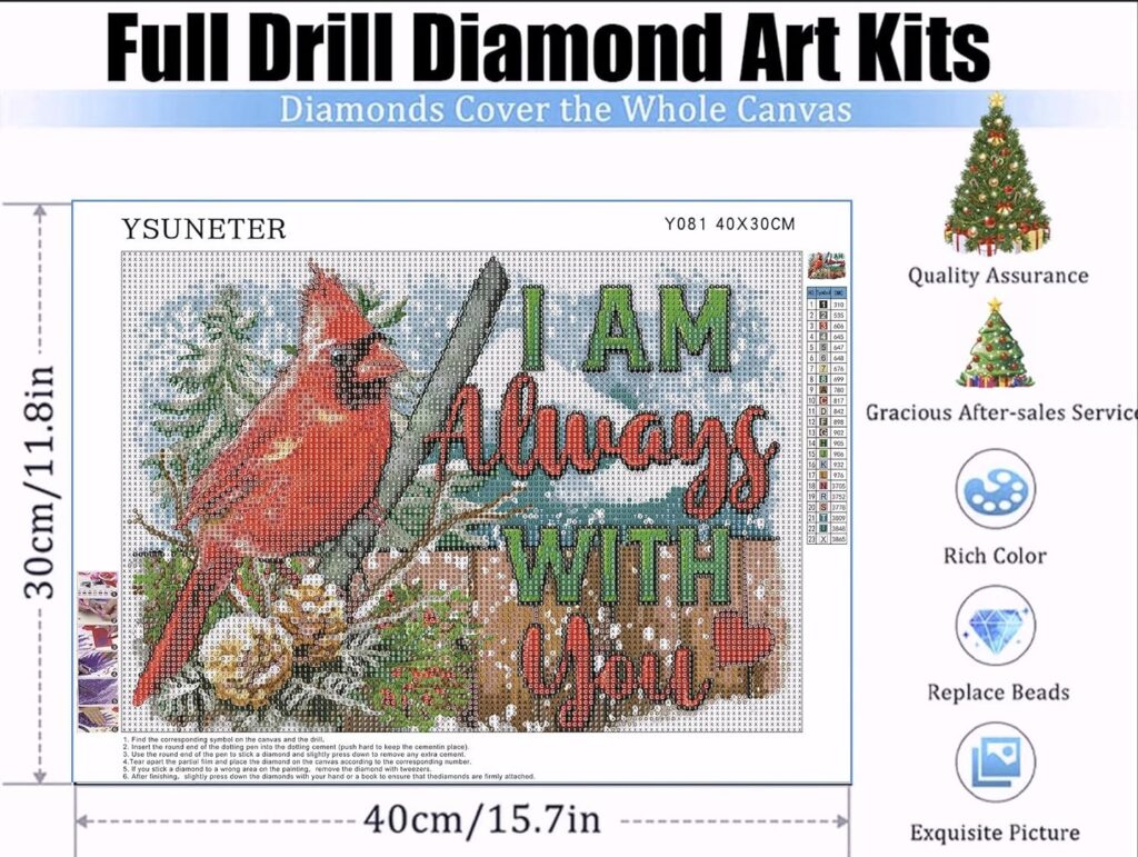 Christmas Diamond Art Painting Kits for Adults - Winter Friends Full Drill Diamond Dots Paintings for Beginners, Cardinal Round 5D Paint with Diamonds Pictures Gem Art Painting Kits DIY Adult