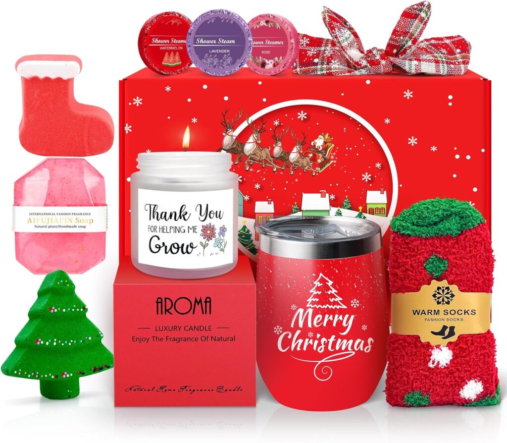 Christmas Gifts for Women,Bath Gift Set,Personal Care Gift for Her,Mom,Wife,Girlfriend,Sister, Boss,Coworkers,Neighbor,Xmas Unique Holiday Tumbler Gifts Basket for Women Who Have Everything