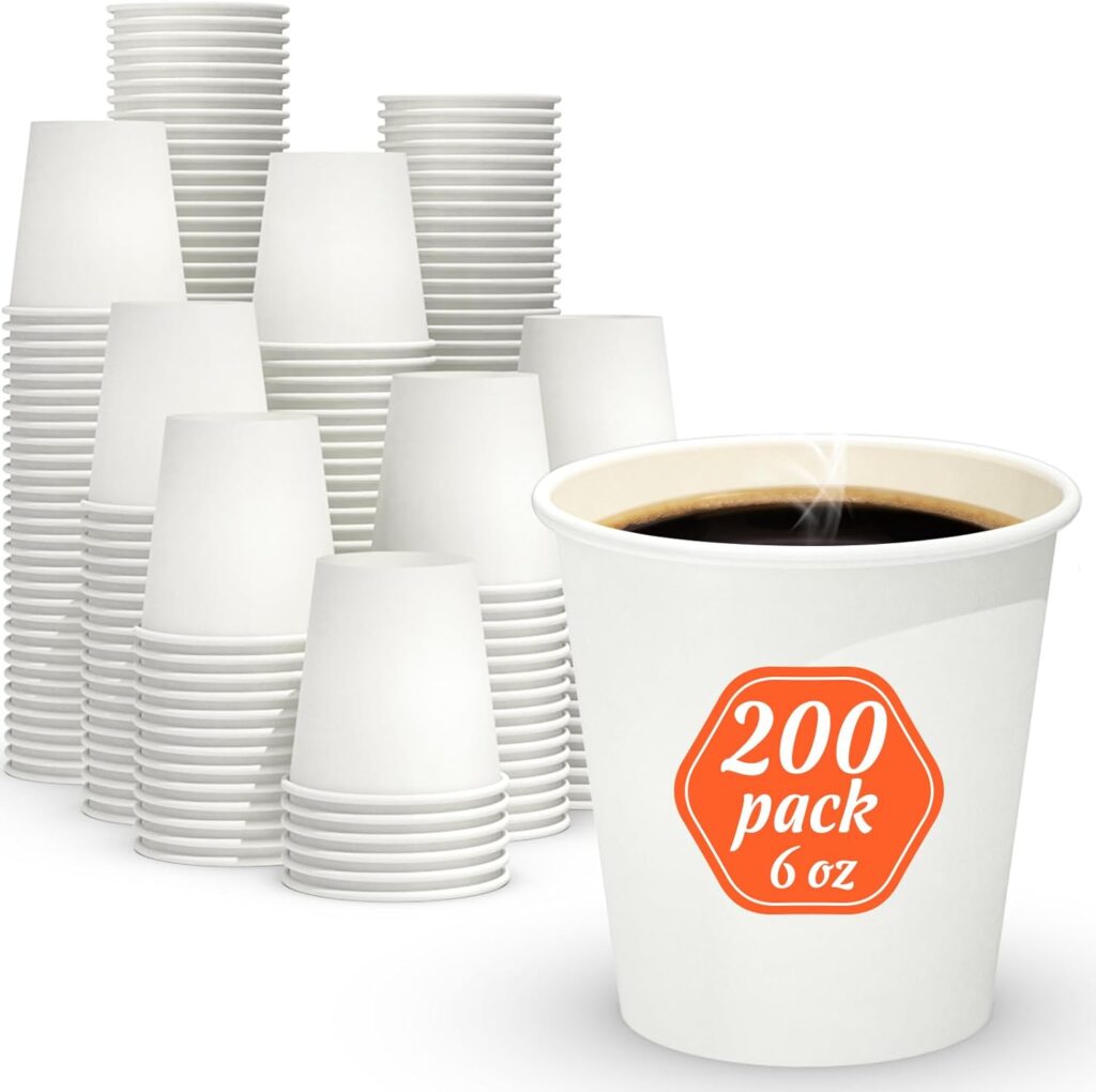 Dealusy 100 Count Coffee Cups 8 oz, Leak-Free Food Safe Paper Cups 8 oz, Hot Cups, Disposable Hot Coffee Cups 8oz