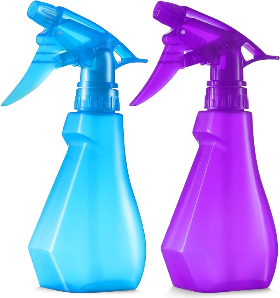 DilaBee Spray Bottles [ 8 Oz ] Water Spray Bottle for Hair, Plants, Cleaning Solutions, Cooking, BBQ, Squirt Bottle for Cats, Empty Spray Bottles - BPA-Free - Multicolor (2-Pack, Blue and Purple)
