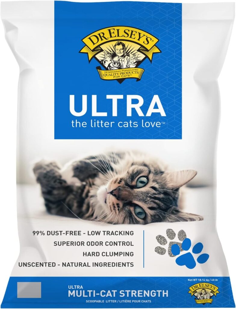 Dr. Elsey’s Premium Clumping Cat Litter - Ultra - 99.9% Dust-Free, Low Tracking, Hard Clumping, Superior Odor Control, Unscented  Natural Ingredients