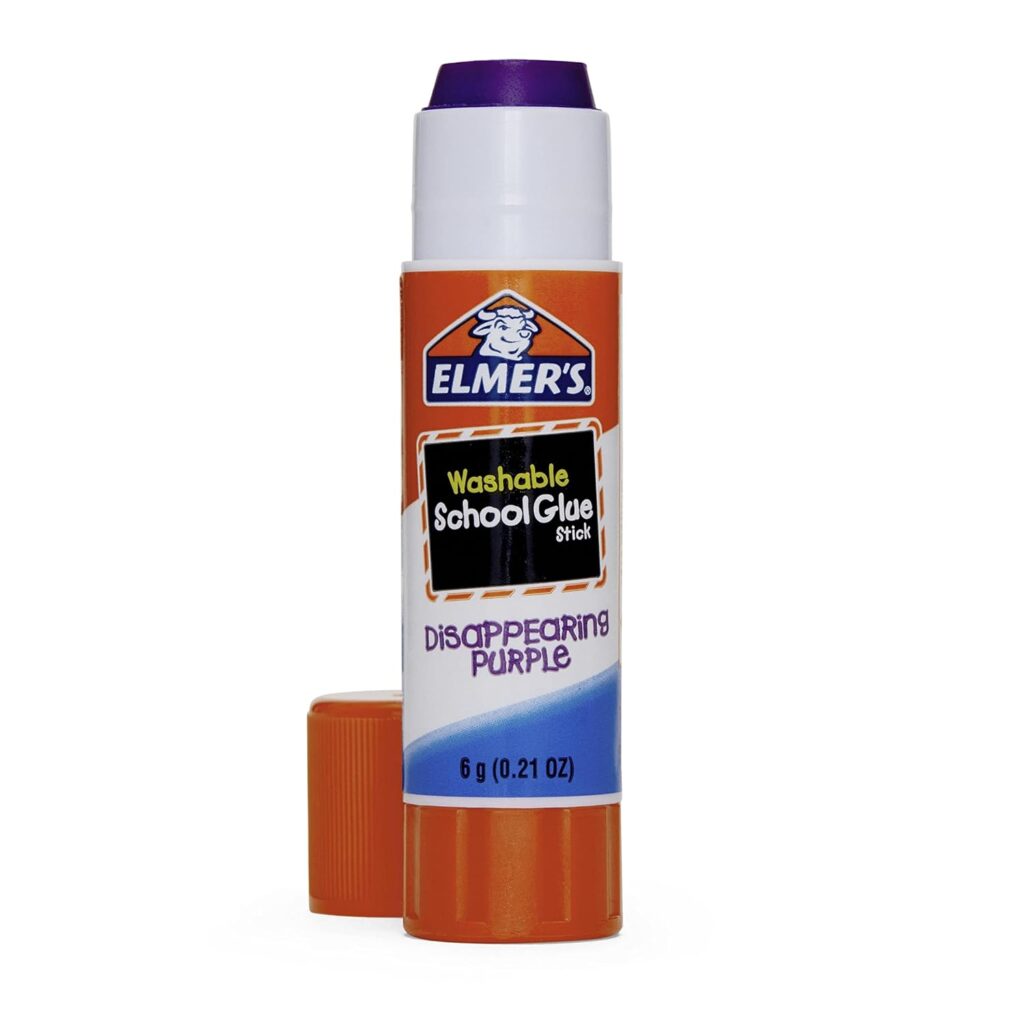 ELMERS Disappearing Purple School Glue Sticks, Washable, 6 Grams, 12 Count