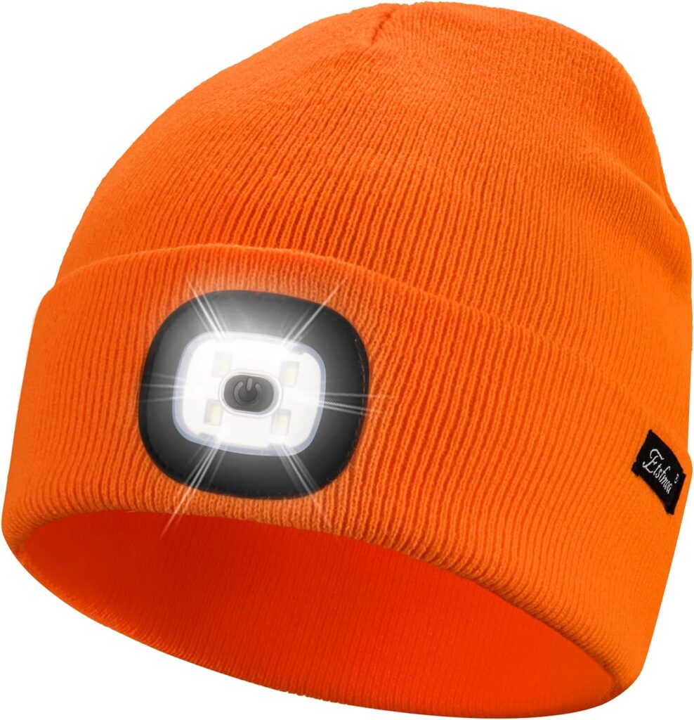 Etsfmoa Unisex Beanie with The Light Gifts for Men Dad Father USB Rechargeable Caps