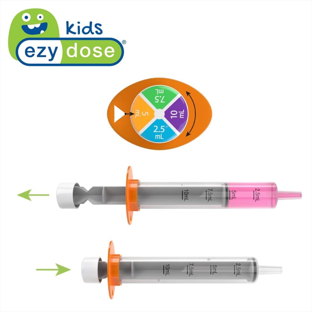 Ezy Dose Kids Baby Oral Syringe  Dispenser, True Easy Design for Liquid Medicine, 10 mL/2 TSP, Color Coded