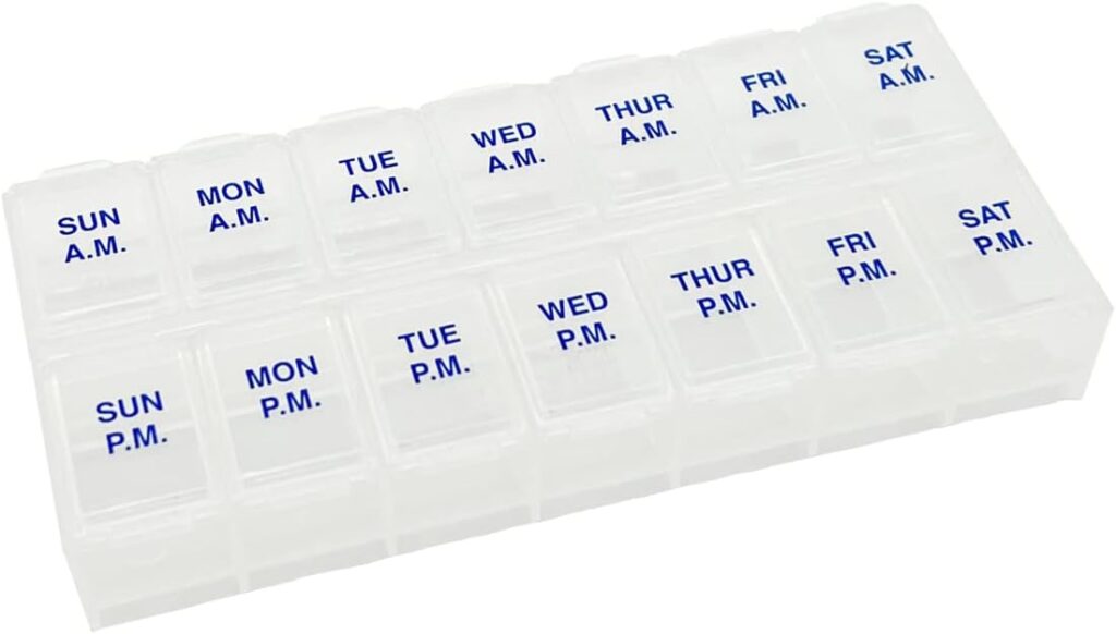 Ezy Dose Weekly (7-Day) AM/PM Pill Organizer, Vitamin Case, and Medicine Box, Medium Compartments, 2 Times a Day, Natural