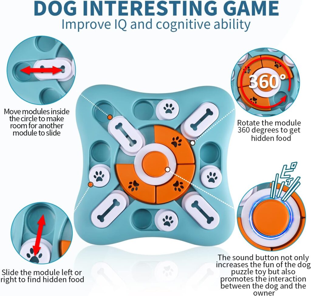 FOXMM Interactive Dog Treat Puzzle Toys for IQ Training  Mental Stimulating,Fun Slow Feeder,Large Medium Small Dogs Enrichment Toys with Squeak Design