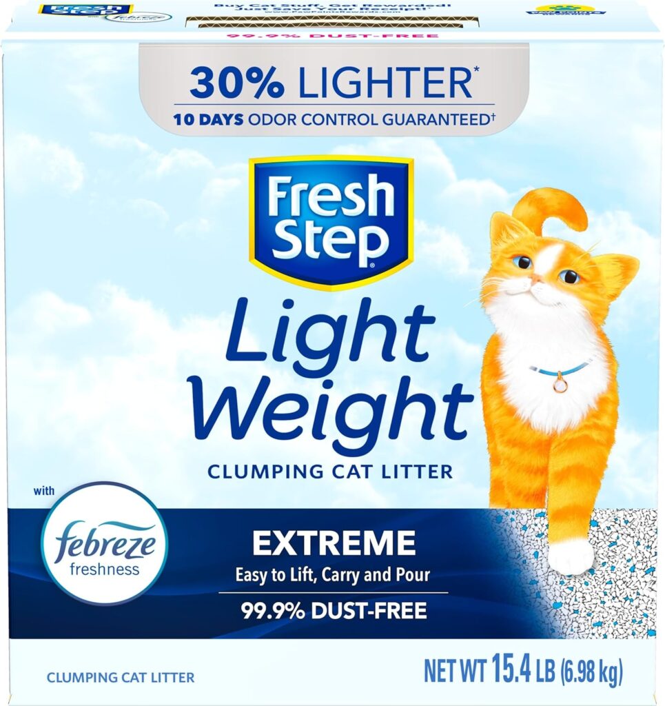 Fresh Step Lightweight Clumping Cat Litter, Odor Control With Febreze, 15.4 lbs