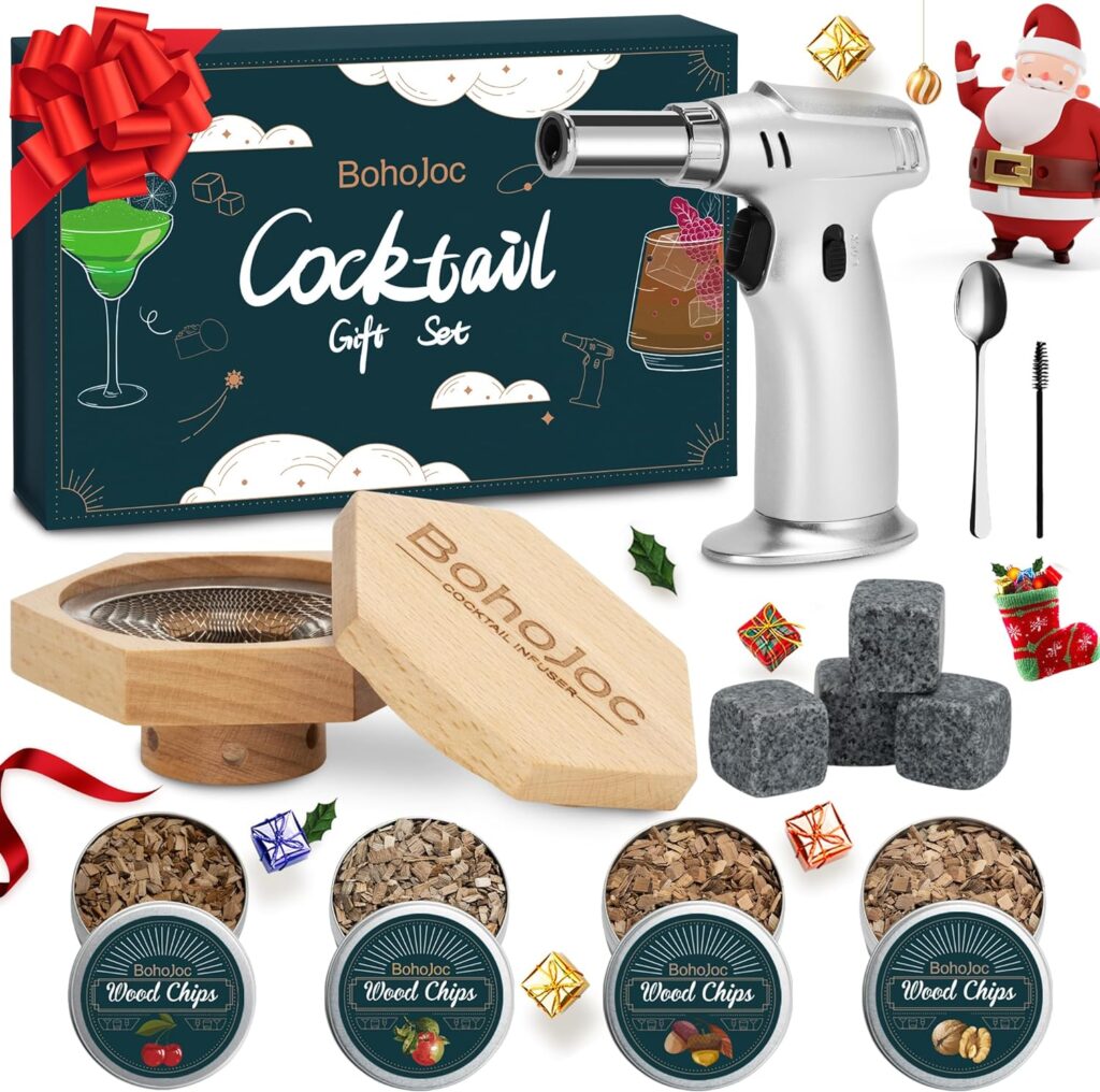 Gifts for Men/Dad/Boyfriend, Cocktail Smoker Kit with Torch  Whiskey Stones, Christmas Birthday Gifts for Men, Mens Gifts for Christmas, Valentines Day Gifts for Him/Her, Black Deals 2023 (No Butane)