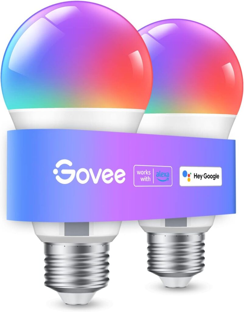 Govee Smart Light Bulbs, WiFi  Bluetooth Color Changing Light Bulbs, Music Sync, 16 Million DIY Colors RGBWW Color Lights Bulb, Work with Alexa, Google Assistant Home App, 2 Pack
