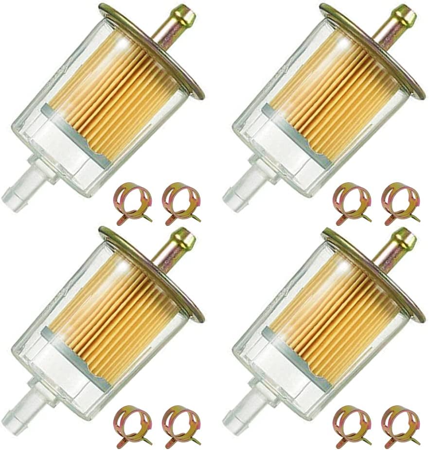 HayEastdor 4PCS 5/16 Universal Fuel Filters with 8PCS 14mm Hose Clamps Gas Inline Fuel Filter Replacement for Motorcycles, Cars, Trucks HE007