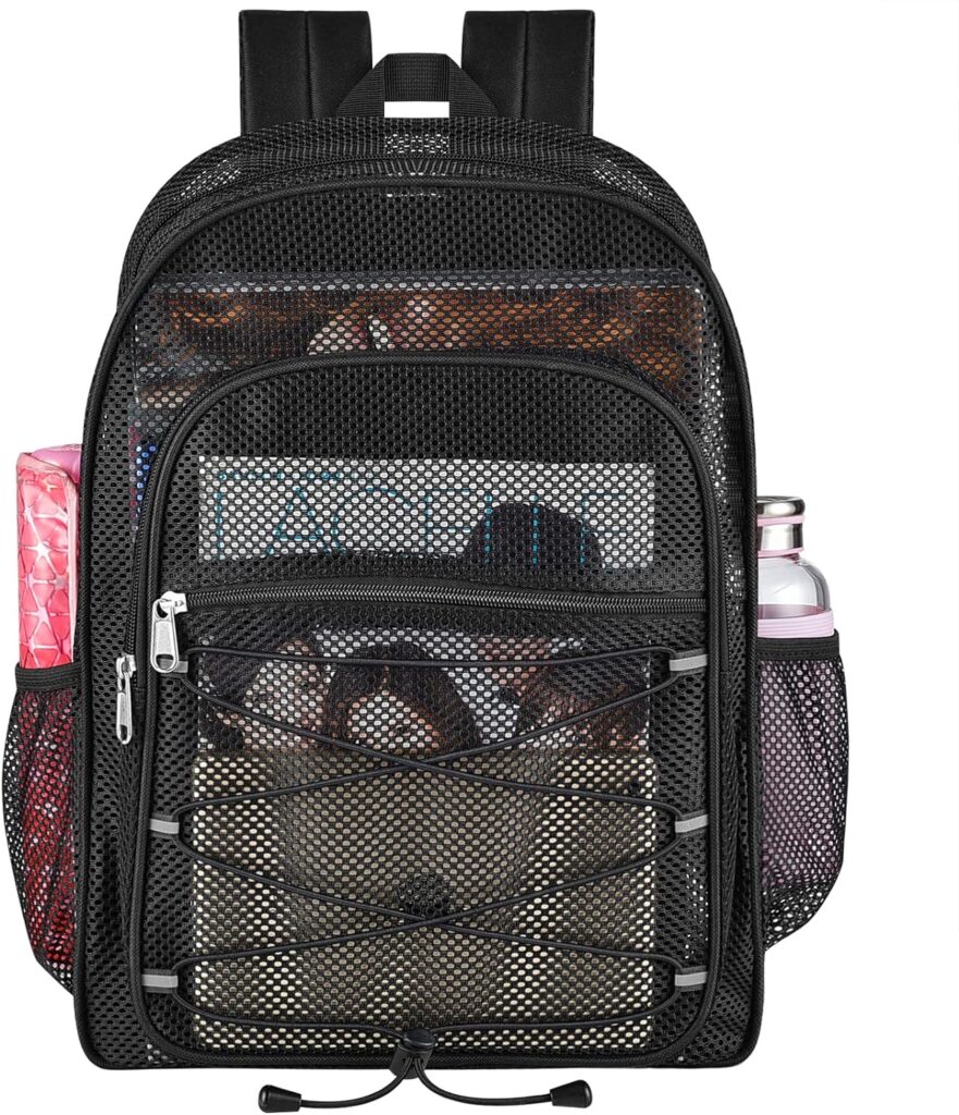 Heavy Duty Mesh Backpacks for Adults, School Bags Boys and Girls, See Through with Adjustable Straps, Swimming, Fitness, Sports, Carry Portable Oxygen Concentrators
