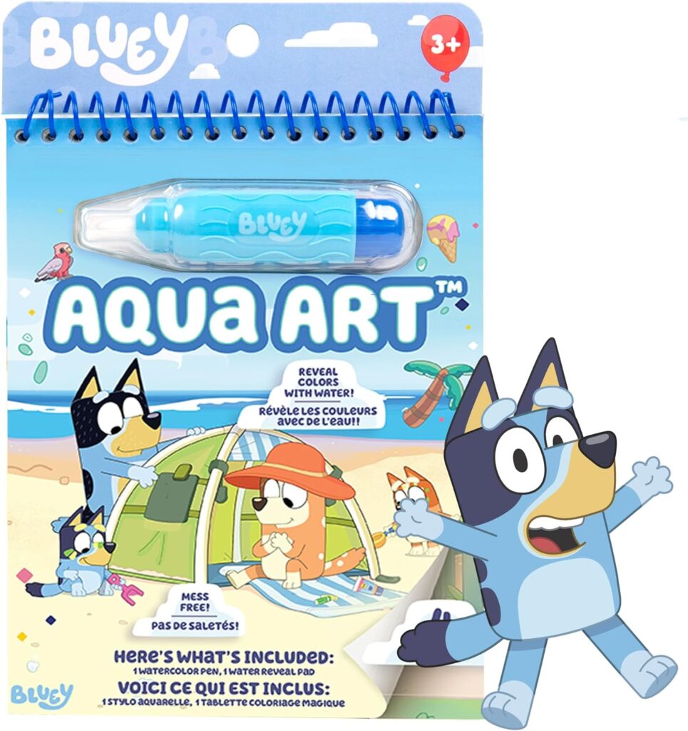 Horizon Group USA Bluey Aqua Art, Includes 4 Reusable Pages of Water Art  Water Pen, Color with Water Book, Water Reveal Activity Book, Paint with Water Books, Doodle Book, Reusable No-Mess Art Book