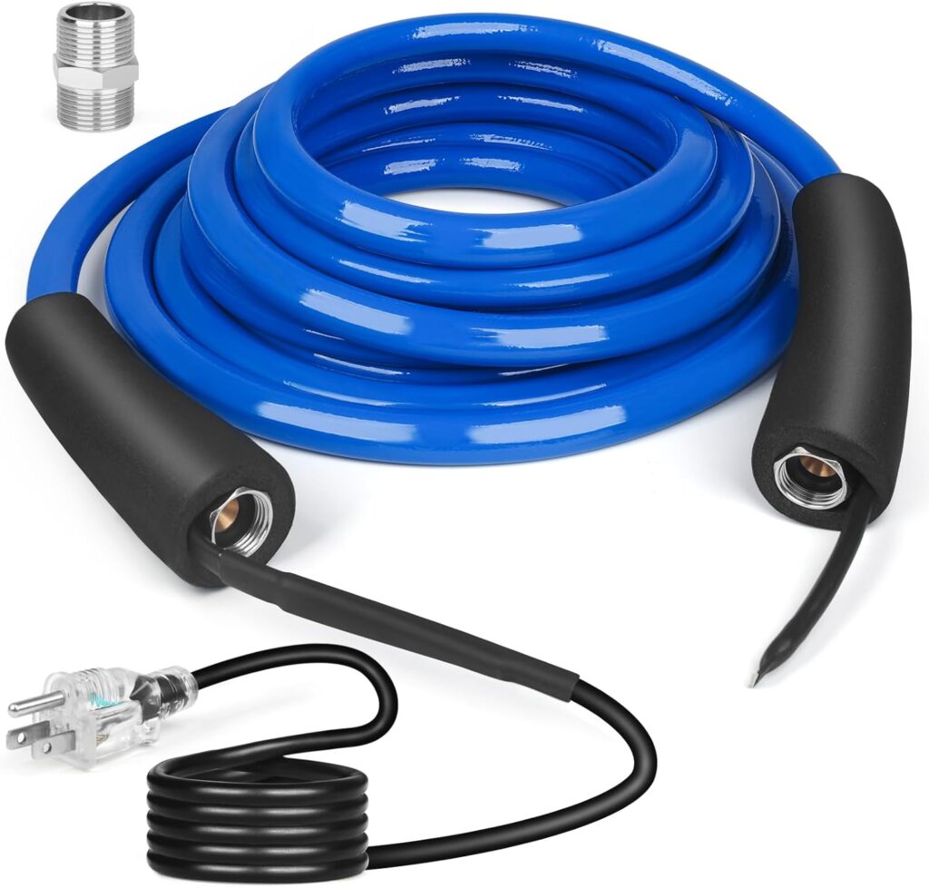 JDZKOMKE 15FT Heated Water Hose for RV,Heated Drinking Water Hose with Thermostat,Lead and BPA Free,1/2Inner Diameter,Temperatures Down to -40°F Self-Regulating,Blue Appearance (15FT)