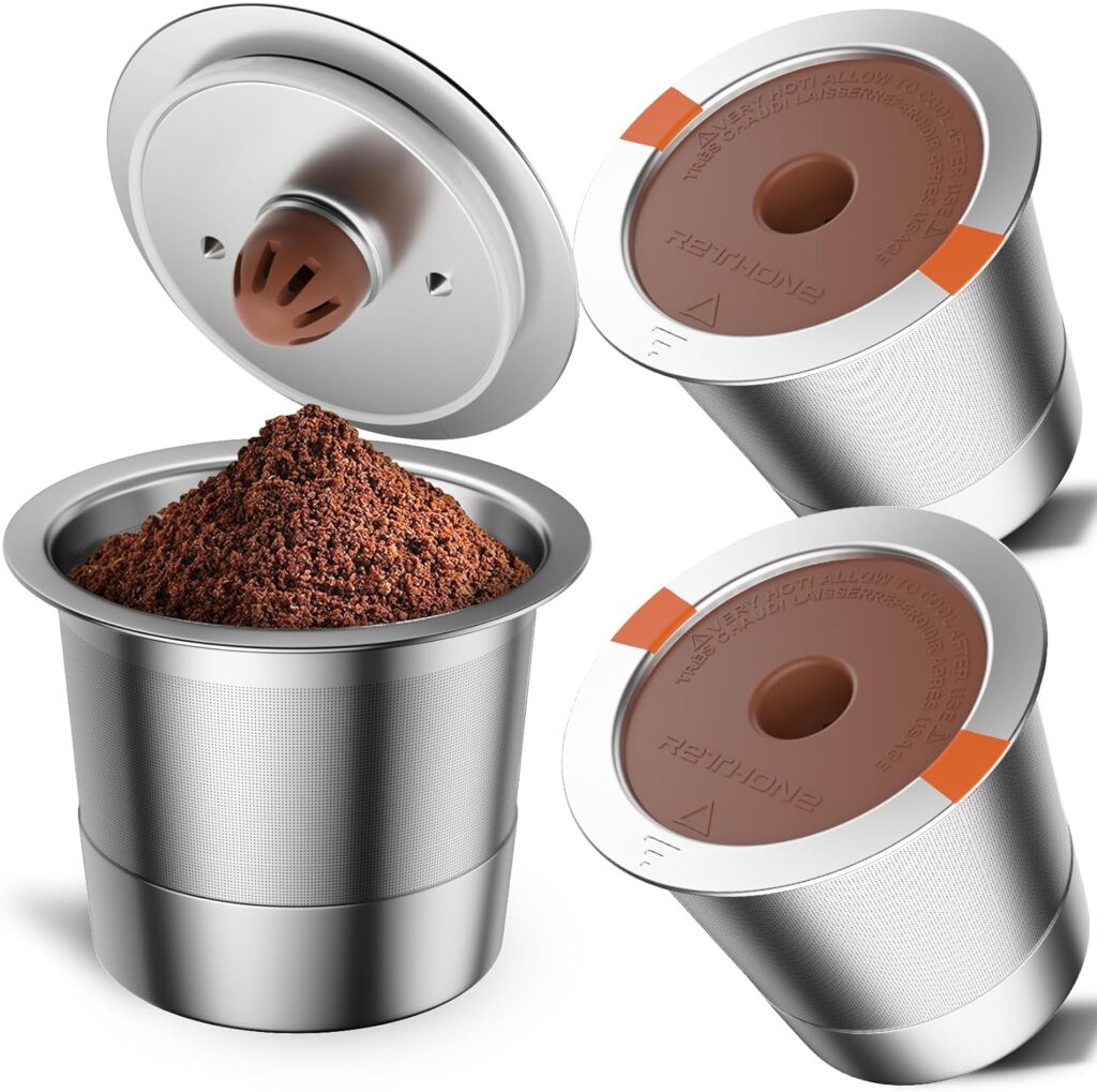 K Cup Reusable Coffee Pods, Universal Stainless Steel Reusable K Cups Compatible with Keurig 1.0  2.0 Coffee Machines Brewers Refillable K Cups (2 Pack)