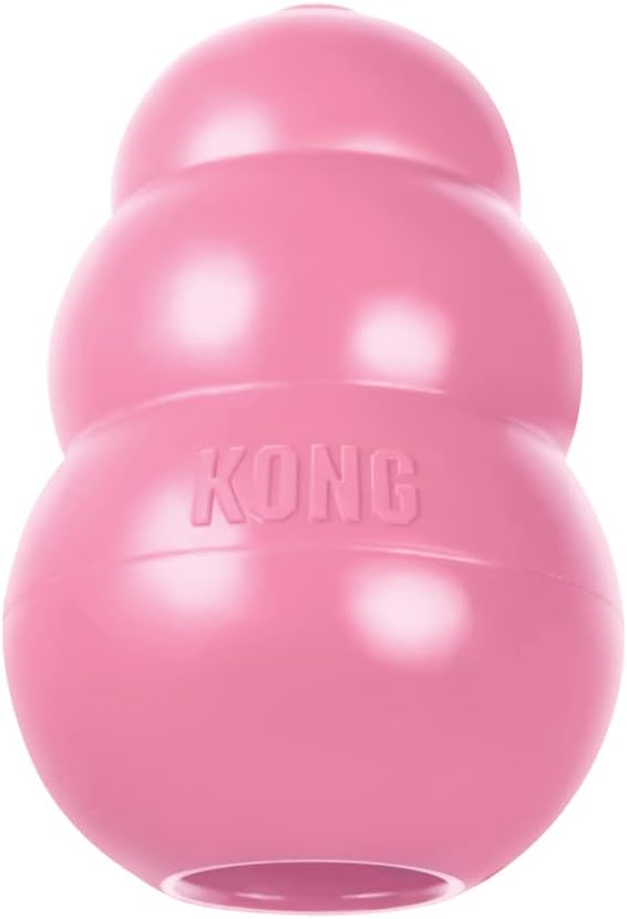KONG - Puppy Toy Natural Teething Rubber - Fun to Chew, Chase and Fetch - for Medium Puppies - Pink