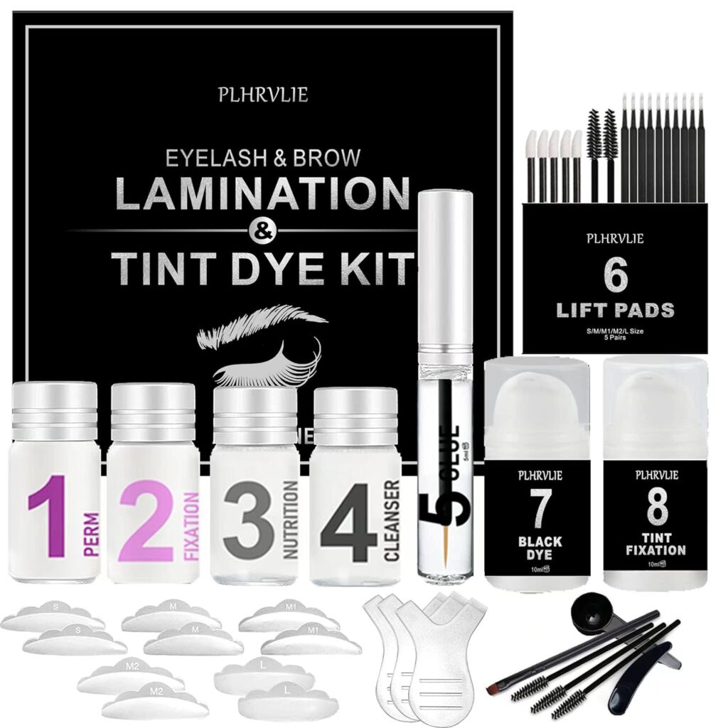 Lash Lift Kit, Ofanyia 4 In 1 Eyebrow Lamination Kit with Black Color Kit, Professional Eyelash Perm Kit and Black Eyelash  Eyebrow Set for Home  Salon Use, Includes All Tools  Accessories