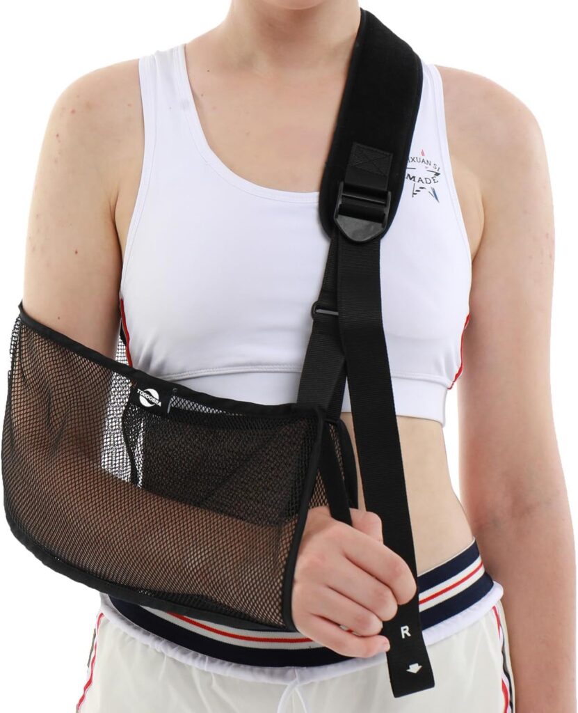 Mesh Arm Shoulder Sling - Medical Immobilizer for Shower Adjustable Torn Rotator Cuff Injury Right Left Men Women Elbow, Wrist (updated version 2)