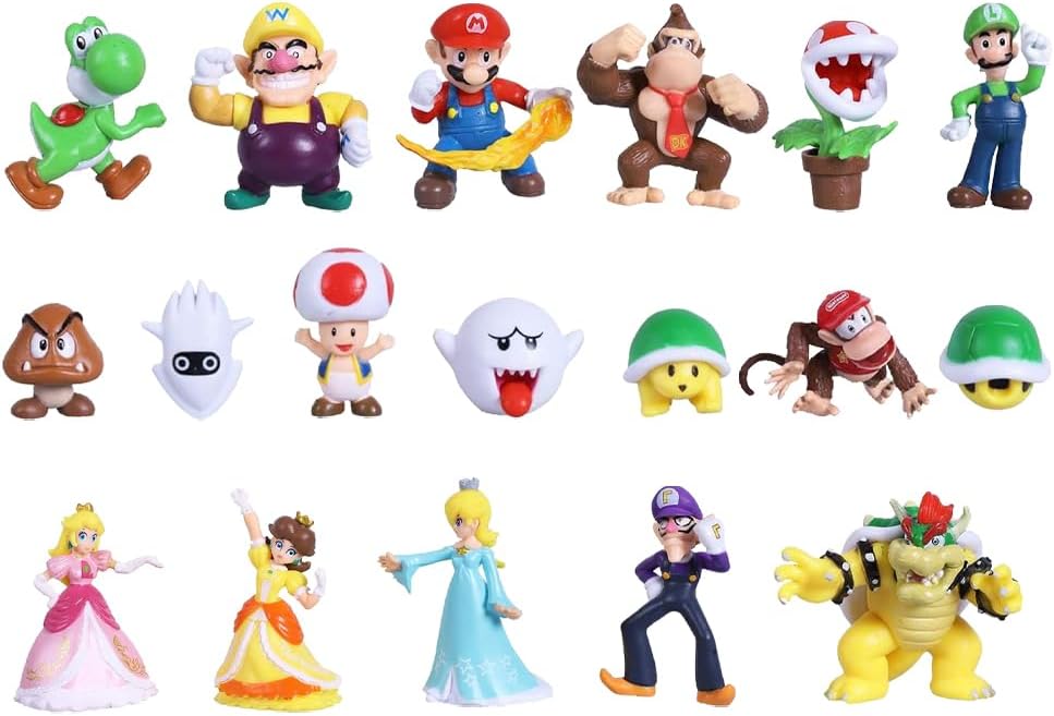 MIAO YU 18 PCS Figurines Set Action Mario Figures Bros Decorations PVC Figures Mini Collection Cake Toppers Thanksgiving and Christmas Birtday Gift for Kids Game Fans