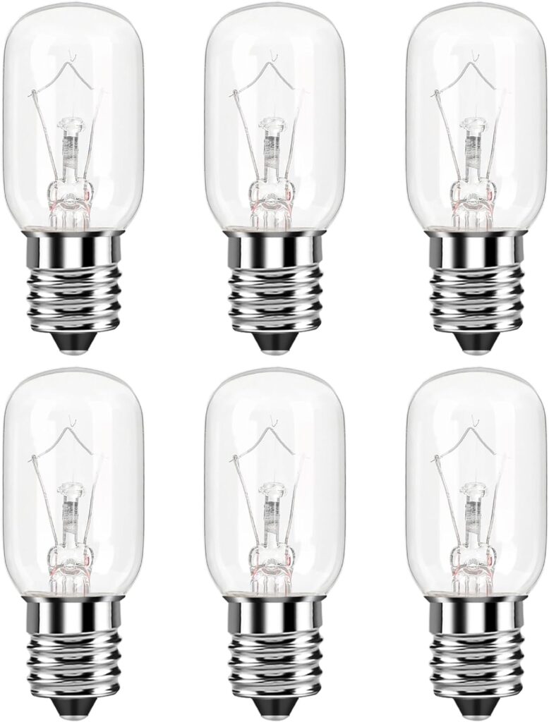 Microwave Light Bulb for Under Range Hood Appliance Refrigerator Lava Lamp T8 40 Watt 125V E17 Intermediate Base Warm White Replacement as 8206232A, 1890433, AP4512653, WB25X10030 Pack of 6