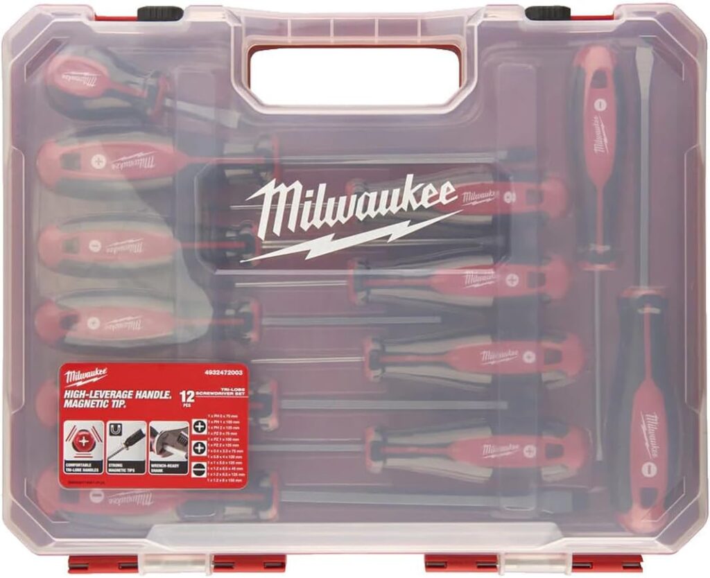 Milwaukee Set of 12 Tri-Lobe Screwdrivers 4932472003,Red