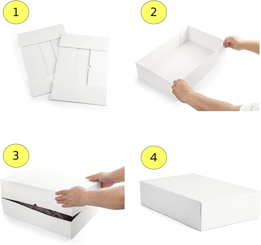 NATIVICO 10 Sturdy White Gift Boxes for Presents - Premium Gift Boxes with Lids - 4-inch Deep Robe Boxes and Shirt Boxes