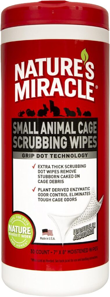 Natures Miracle Small Animal Cage Scrubbing Wipes, Extra Thick, 30 Count (Pack of 1)