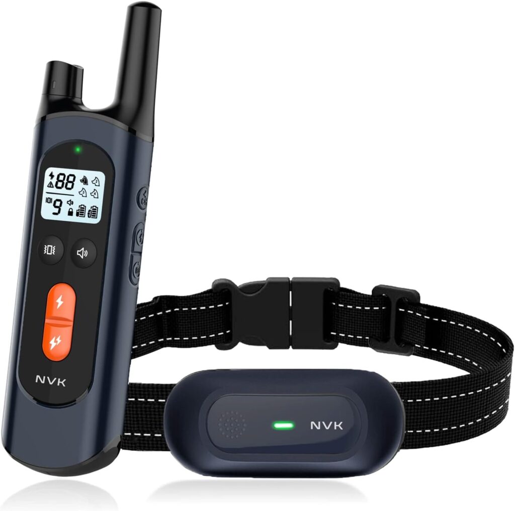 NVK Shock Collar, Dog Training Collar with Remote for Medium Large Dogs, Rechargeable Dog Shock Collar with Shock, Vibration, Beeps Modes, IPX7 Waterproof, Range up to 1600Ft