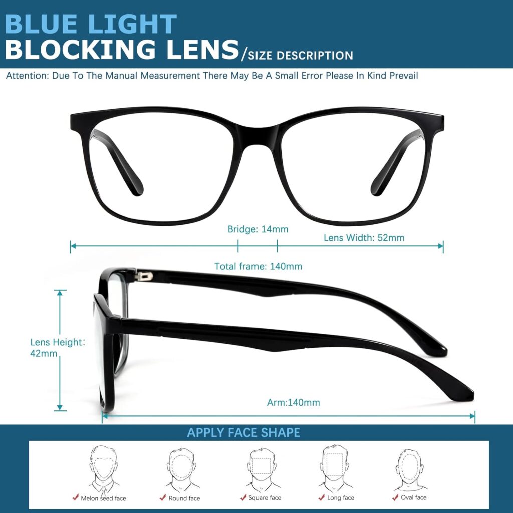 Oilway Blue-Light Blocking Glasses Computer Reading/Gaming/TV/Phones Glasses Fashion Anti Eyestrain UV Glasses for Women Men