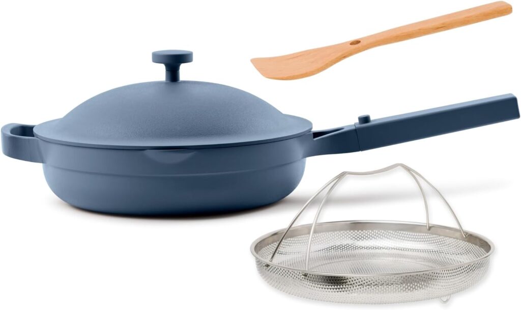 Our Place Always Pan 2.0 | Nonstick 10.5-Inch Toxin-Free Ceramic Cookware | Versatile Frying Pan, Skillet, Saute Pan | Stainless Steel Handle | Oven Safe | Lightweight Aluminum Body | Blue Salt