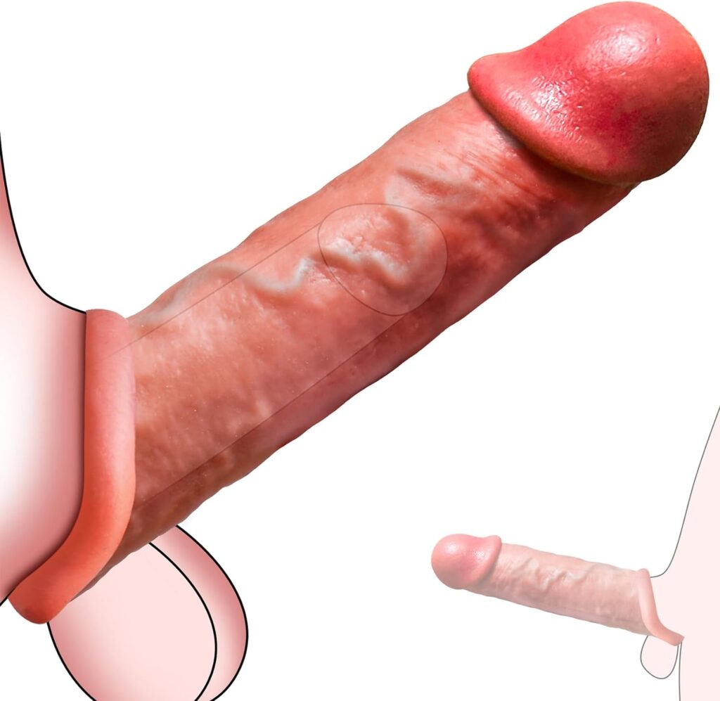 Penis Sleeve Cock Sleeve - Male Sex Toy Penis Extender Penis Enlarger Penis Pump Enlargement Adult Toys Realistic Dildo Penis Ring to Enlarge Prolong, Adult Sex Toys for Men Couples