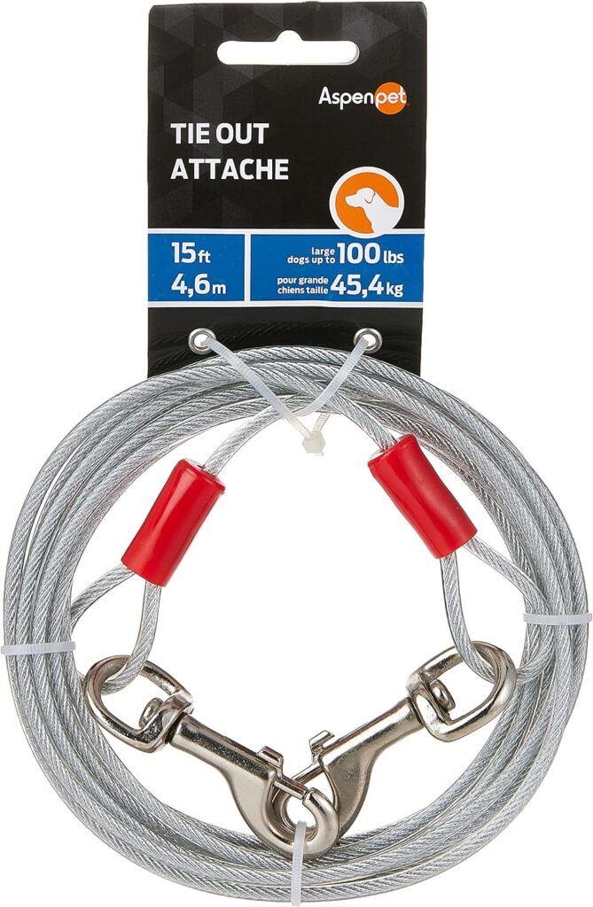 Petmate Cider Mills Dog Tie Out Cable - 1700 lbs Break Strength - 30ft Cable, Silver