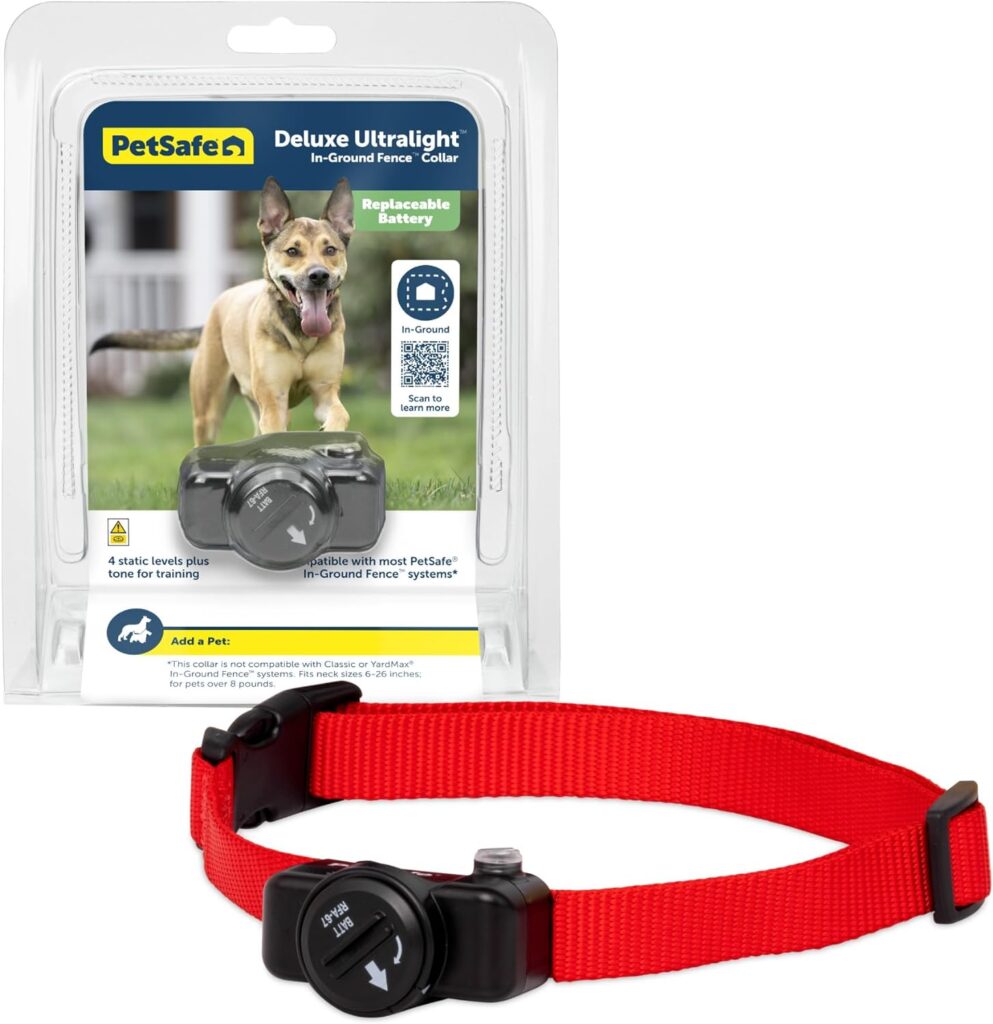 PetSafe Basic In-Ground Fence Battery-Operated Receiver Collar for Dogs  Cats, Lightweight, Waterproof, From The Parent Company of Invisible Fence Brand, 4 Levels of Static Correction, Pets 8 lb  Up