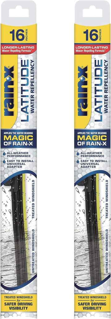 Rain-X 810204 Latitude 2-In-1 Water Repellent Wiper Blades, 16 Inch Windshield Wipers (Pack Of 2), Automotive Replacement Windshield Wiper Blades With Patented Rain-X Water Repellency Formula