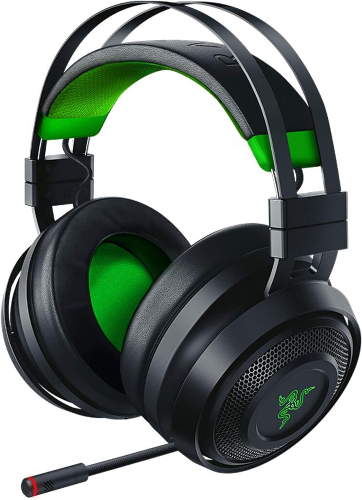 Razer Nari Ultimate for Xbox One Wireless 7.1 Surround Sound Gaming Headset: HyperSense Haptic Feedback - Auto-Adjust Headband - Retractable Mic – for Xbox One, Xbox Series X  S - Black/Green