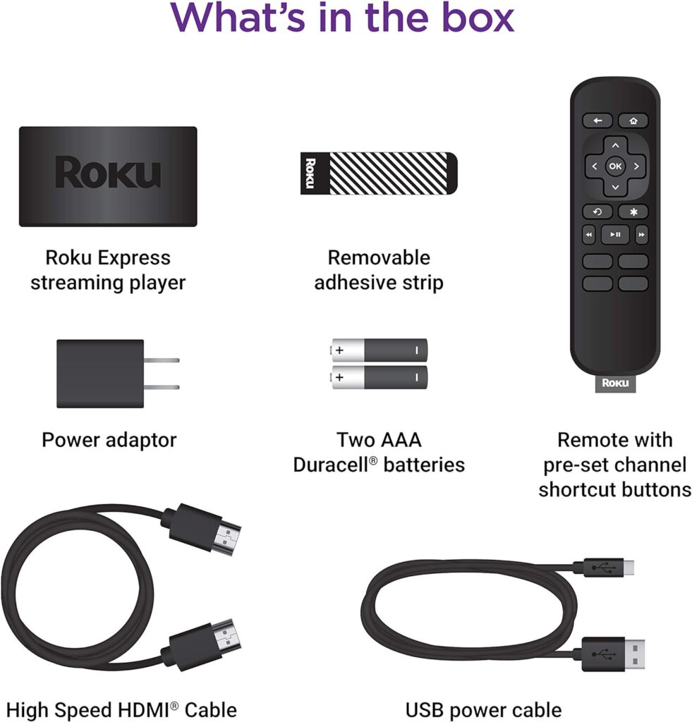 Roku Express | HD Roku Streaming Device with Simple Remote (no TV controls), Free  Live TV