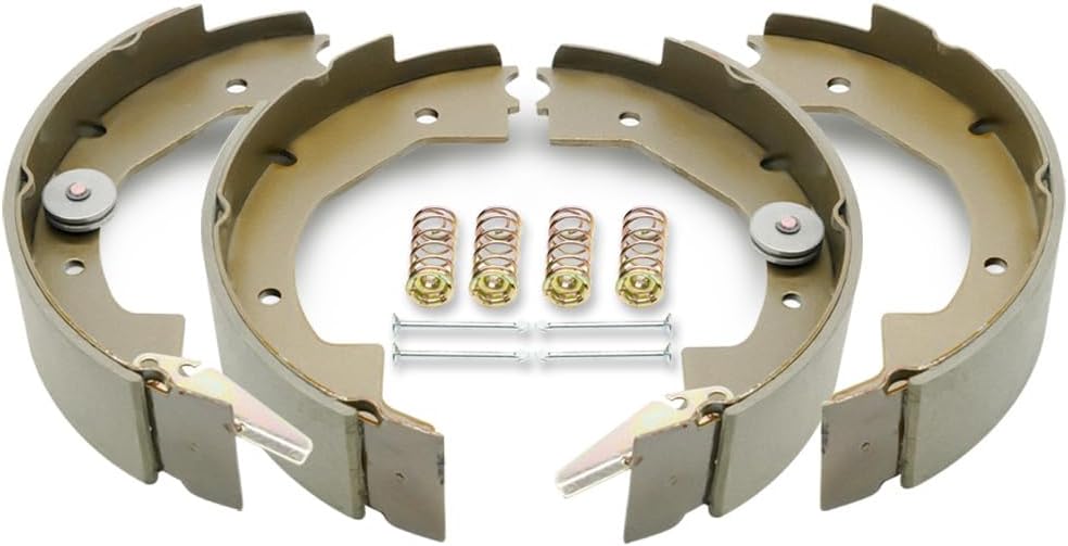 RV Murts 2 Pairs 10 x 2-1/4 Self Adjusting Electric Trailer Brake Shoes Replacement Kits for 2300-3500 lbs Trailer 4 Holes Brake Assembly with SpringsPins, Trailer Axle Hub Accessories.