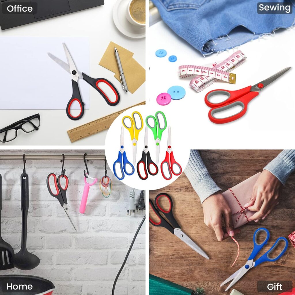 Scissors Set of 5-Pack, 8 Scissors All Purpose Comfort-Grip Handles Sharp Scissors for Office Home School Craft Sewing Fabric Supplies, High/Middle School Student Teacher Scissor, Right/Left Handed : Arts, Crafts  Sewing
