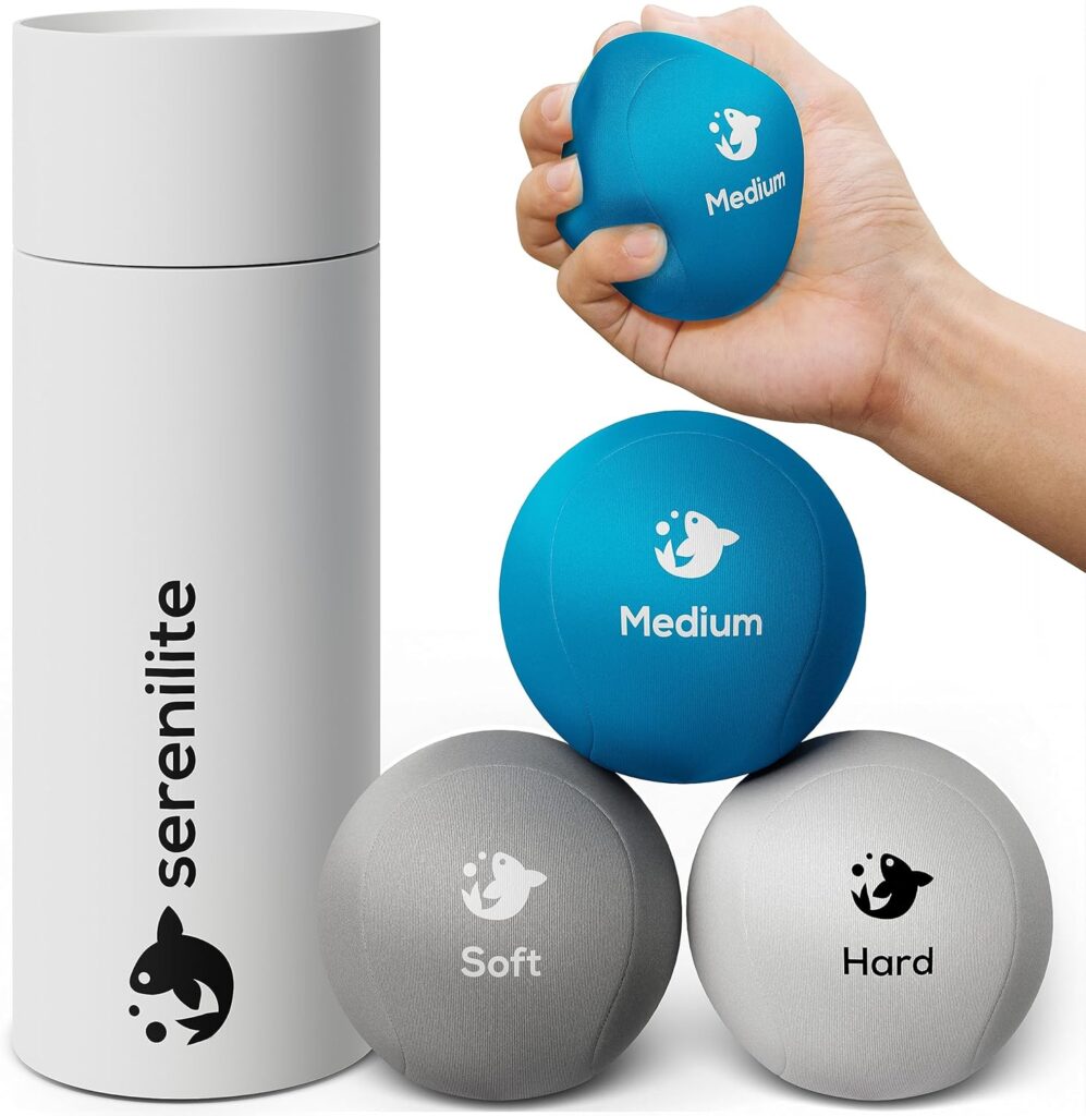Serenilite Hand Therapy Exercise Stress Ball Bundle, Tri-Density Stress Balls for Adults  Grip Strengthening, Squeeze Balls for Hand Therapy, Hand Therapy Balls, Squeeze Ball, Hand Balls for Therapy