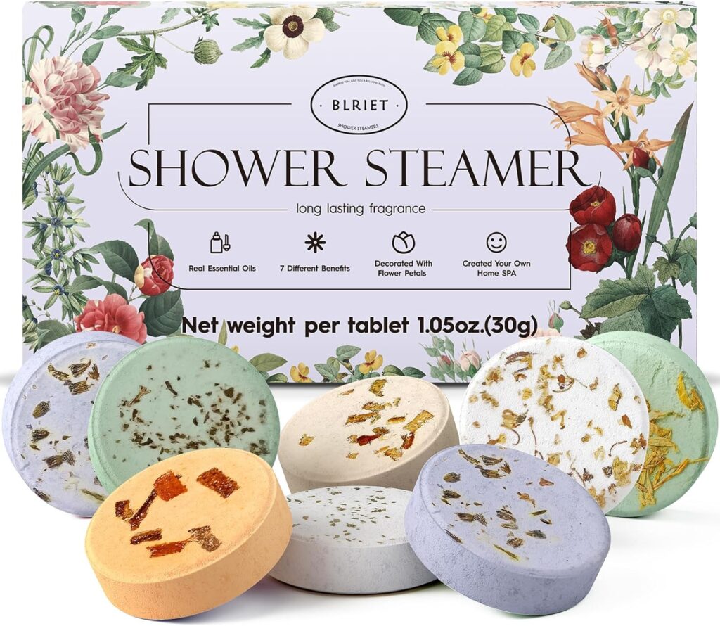 Shower Steamers Aromatherapy Christmas Gifts Stocking Stuffers for Women 8 PCS, BLRIET Shower Bombs Birthday Gift for Mom with Lavender Natural Essential Oils, Self Care  Relaxation Gifts for Lover