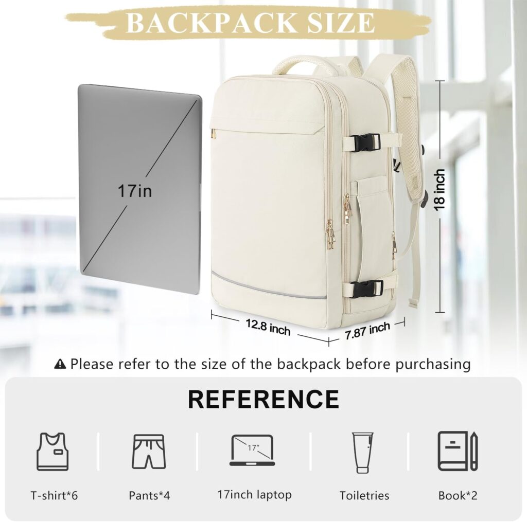 Sinaliy Backpack, 17 Inch Laptop Backpack, Large Backpack for Women Men, 40L Travel Backpack, Personal Item Backpack, Carry On Backpack, Waterproof Backpack for College, Business, Hiking