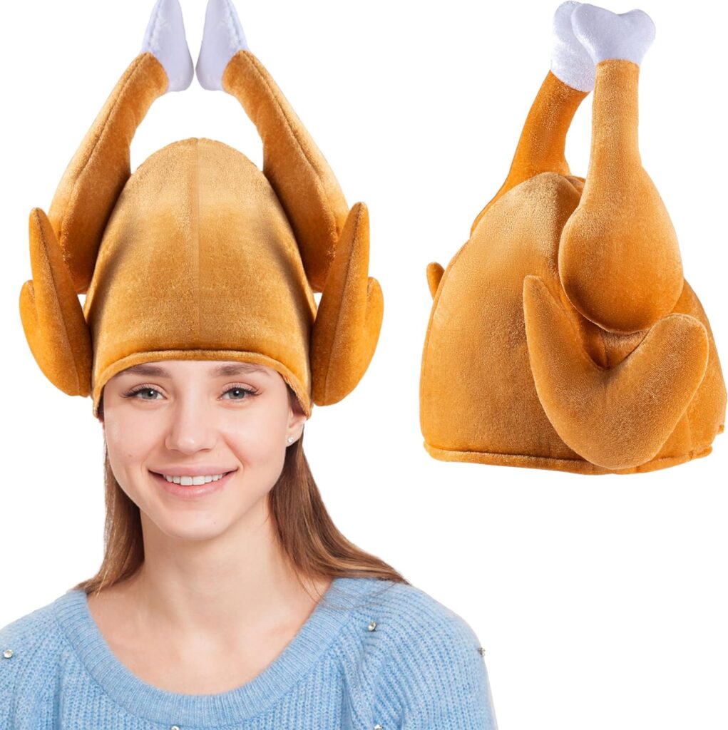 Spooktacular Creations Thanksgiving Roasted Turkey Hat, Plush Turkey Cap for Kids Women and Man Thanksgiving Party Cosplay Thanksgiving Costume Dress Up Party