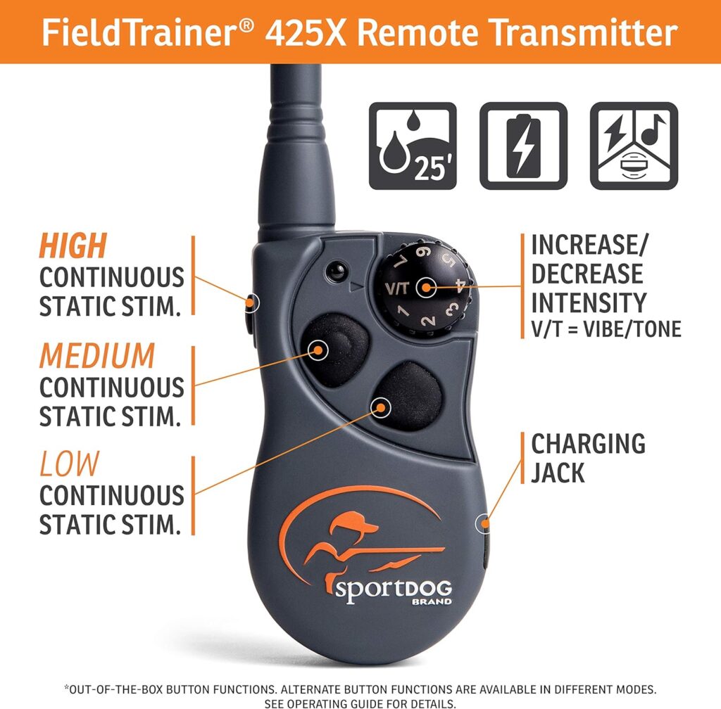 SportDOG Brand FieldTrainer 425X Remote Trainer - Rechargeable Dog Training Collar with Shock, Vibrate, and Tone - 500 Yard Range - SD-425X
