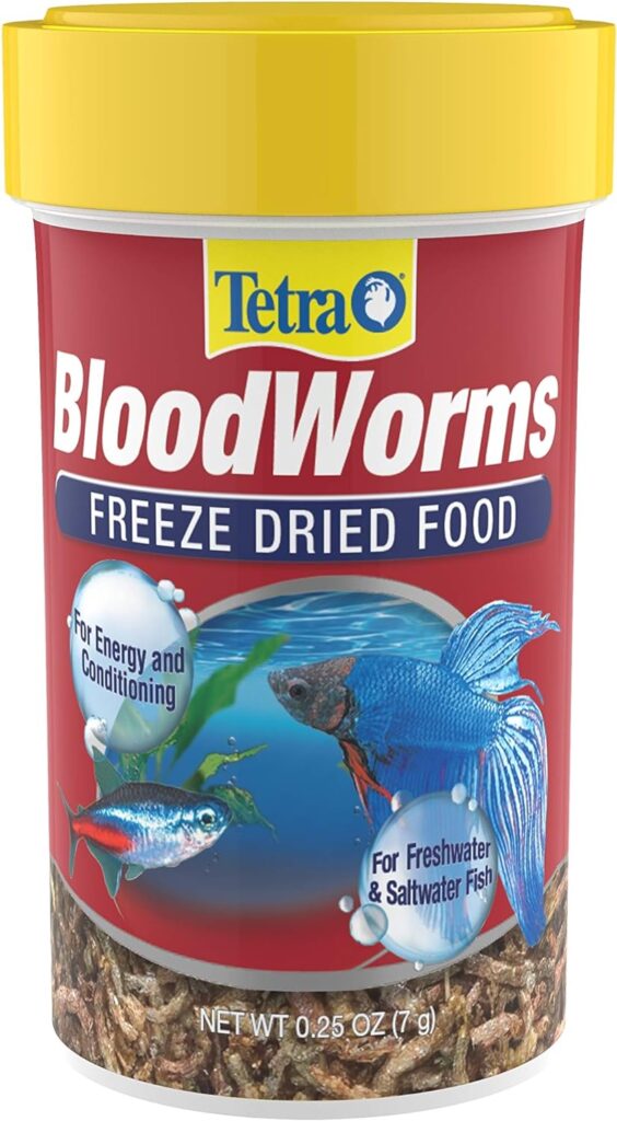 Tetra® BloodWorms 0.25 Oz, Freeze-Dried Food for Freshwater and Saltwater Fish, Seafood