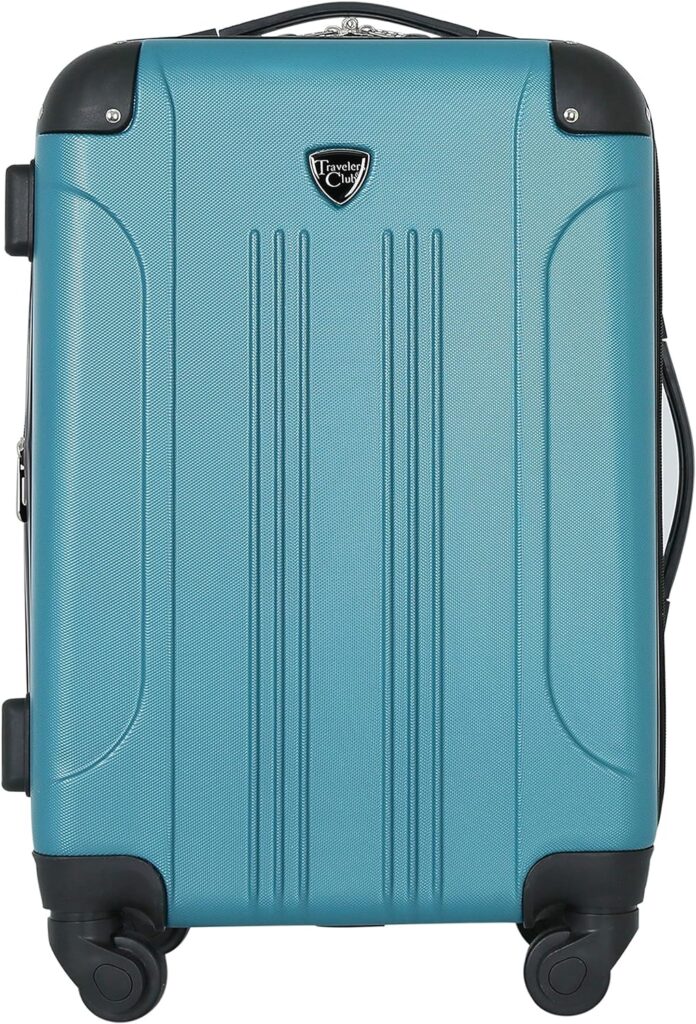 Travelers Club Chicago Hardside Expandable Spinner Luggages, Teal, 20 Carry-On